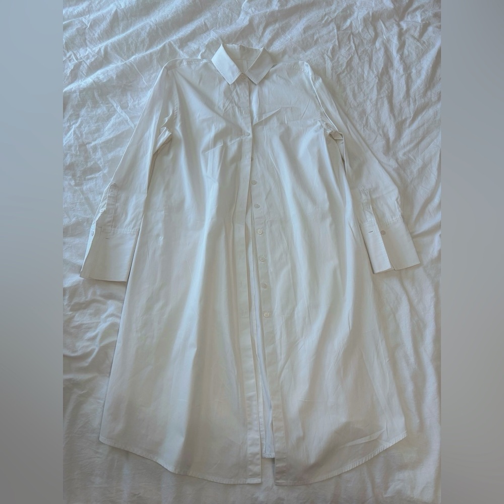 white poplin shirt dress